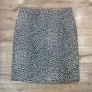 J. Crew Factory Navy and White Polka Dot Pencil Skirt Sz 10 office work (P37)